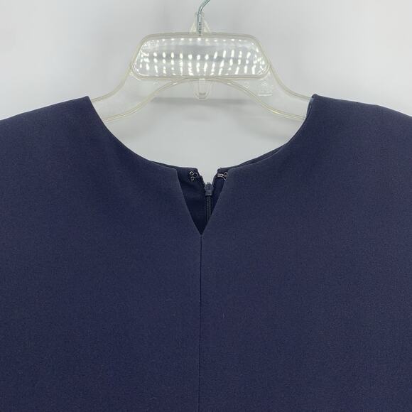 Ellen Tracy Shirt Dress 14 Navy Knee Length Long Sleeve Fabric Frog Button Shift - Picture 2 of 13